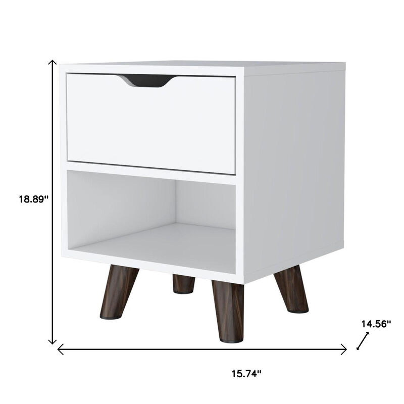 HomeRoots 19" White Wood One Drawer Nightstand image number 5