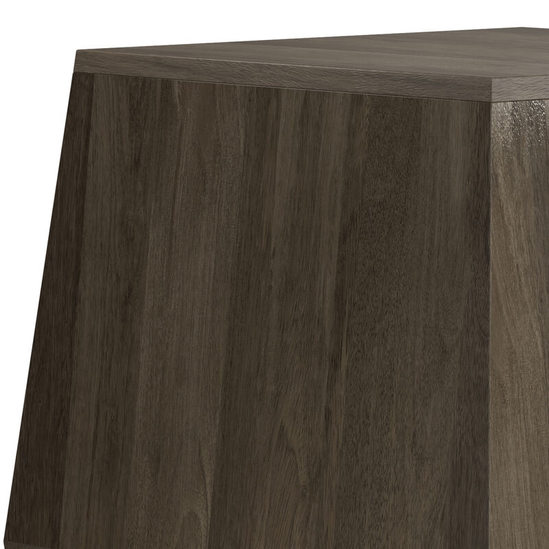 Terry SOLID MANGO WOOD 16 inch Wide Irregular Contemporary Side Table in Ash Grey, Fully Assembled