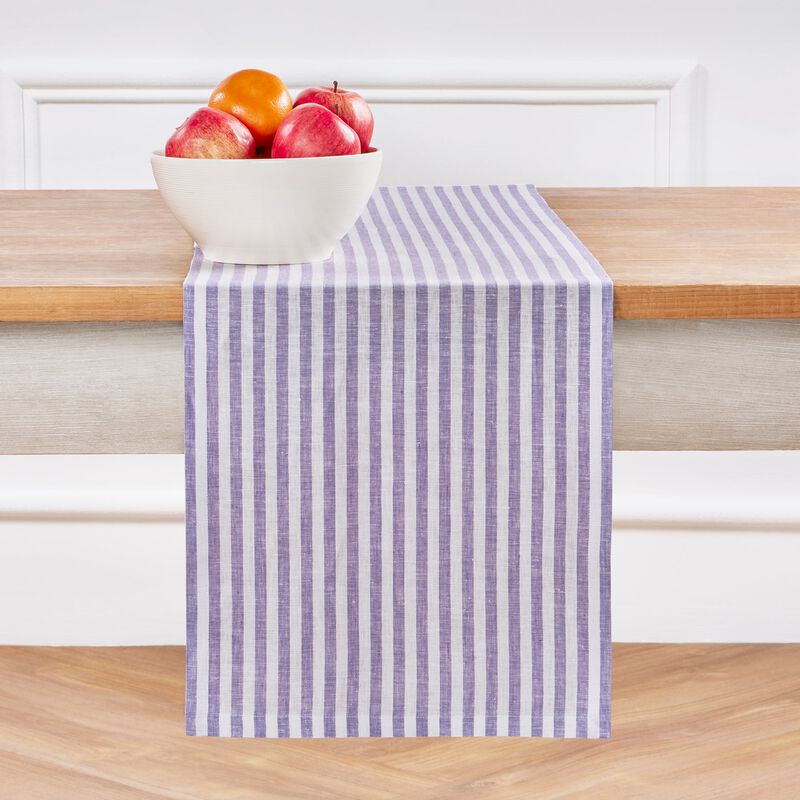 Solino Home Amalfi Stripe 100% Linen Table Runner &ndash; Handcrafted, Machine Washable, Perfect for Holiday and Everyday Dining