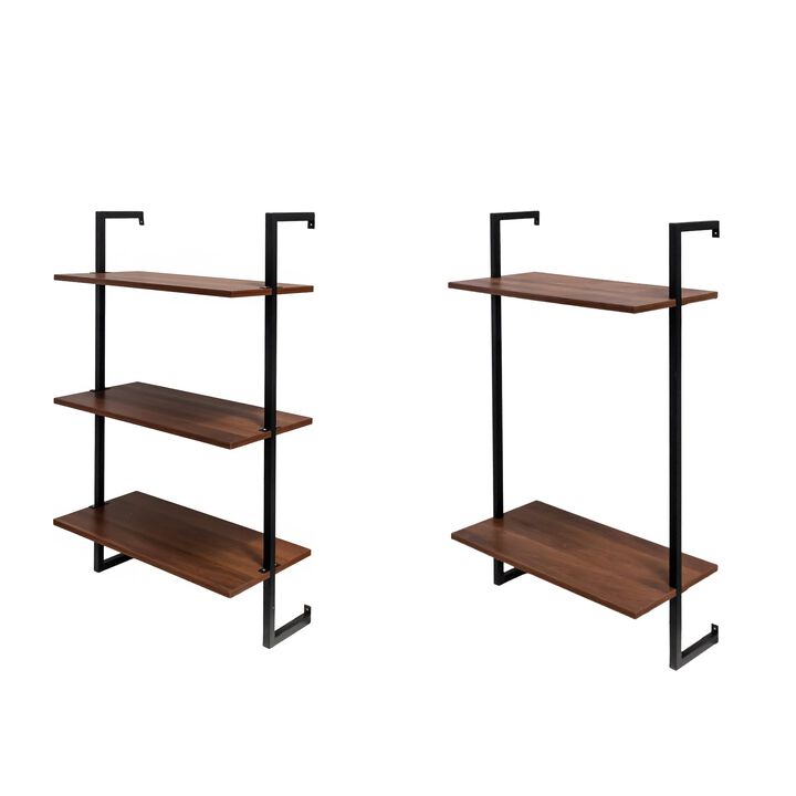 Clihome 3 Tier and 2 Tier Bathroom Shelves Metal, Wood Hanging Storage Bookshelf