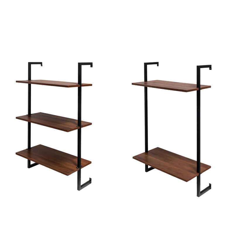 Clihome 3 Tier and 2 Tier Bathroom Shelves Metal, Wood Hanging Storage Bookshelf image number 0