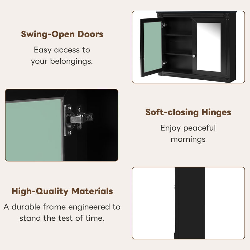 ELEMENT ACE Stylish Wall-Mounted Mirror Cabinet with Adjustable Shelves image number 8