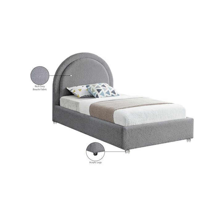 Meridian Furniture Milo Grey Fabric Twin Bed