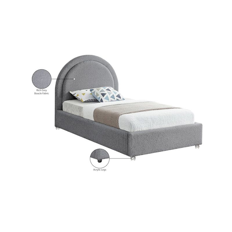 Meridian Furniture Milo Grey Fabric Twin Bed