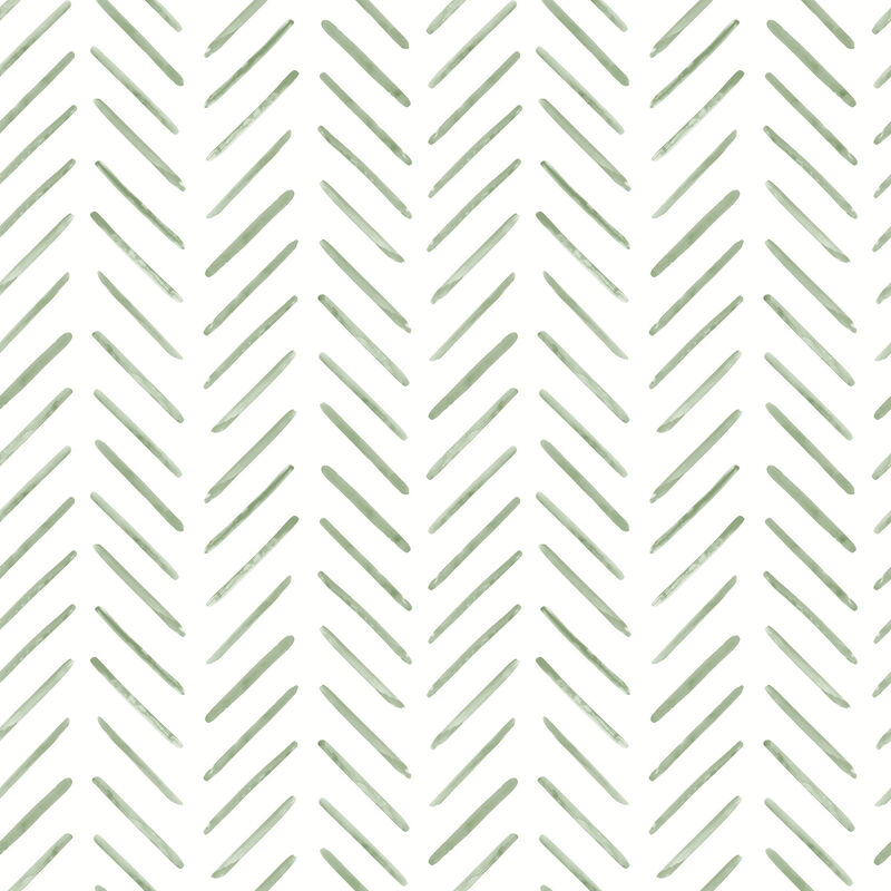 Painted Herringbone Watercolor Botanicals Wallpaper image number 1