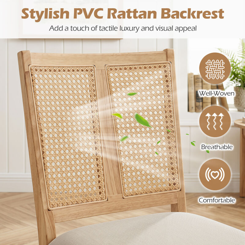 Set of 4 Rattan Dining Chairs with Curved Backrests and Cushioned Seats image number 5