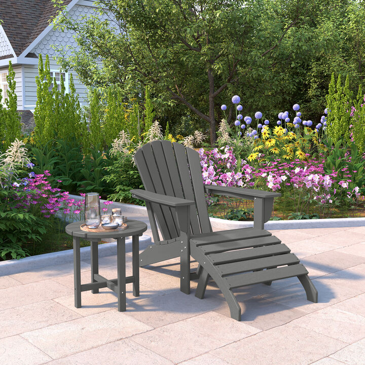 WestinTrends Outdoor Adirondack Chair With Ottoman And Side Table 3-Piece Set