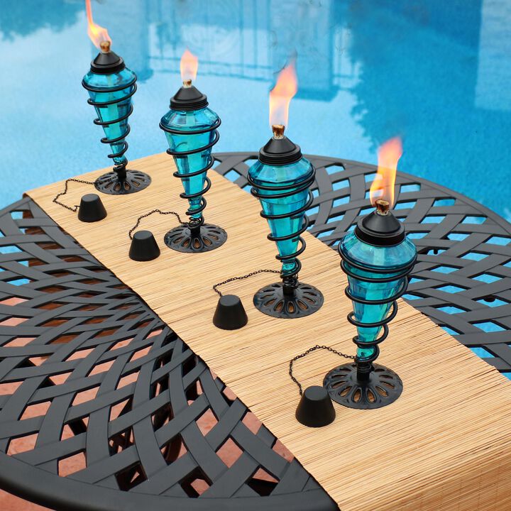 Sunnydaze Set of 8 Glass Outdoor Tabletop Torches