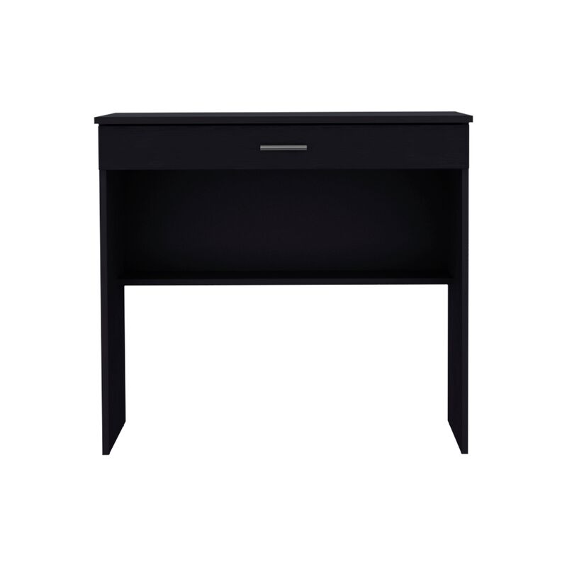 80 C Storage Desk, Compact Workstation with Drawer and Lower Shelf-Black