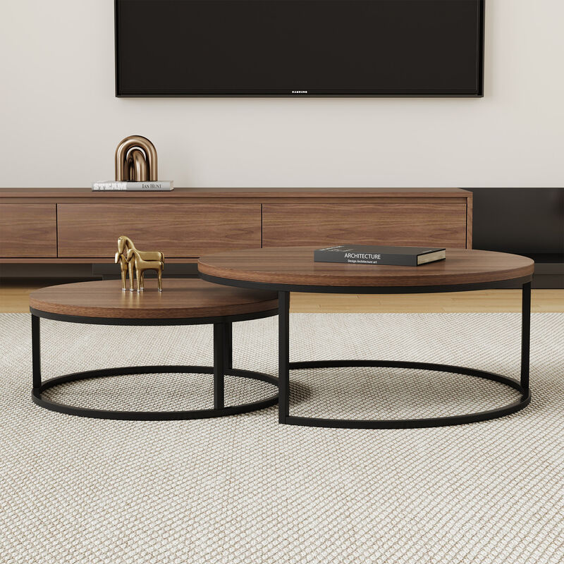 Round nesting coffee tables 2-piece
