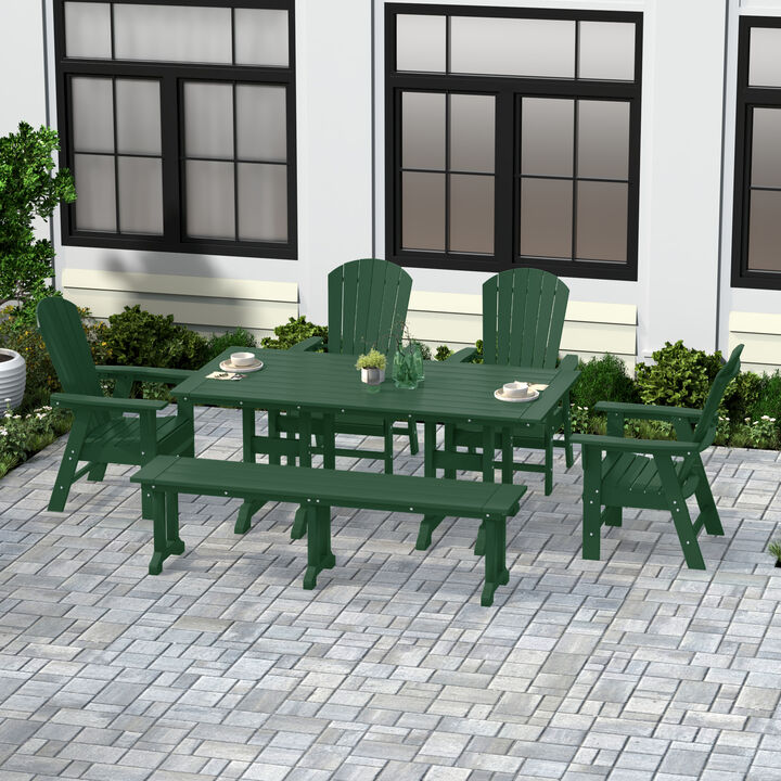 WestinTrends 6 Piece Outdoor Patio Dining Table and Armchair Dining Bench Set