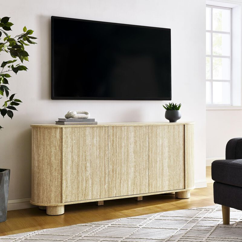 Overture 63" Oval Sideboard in Travertine image number 1