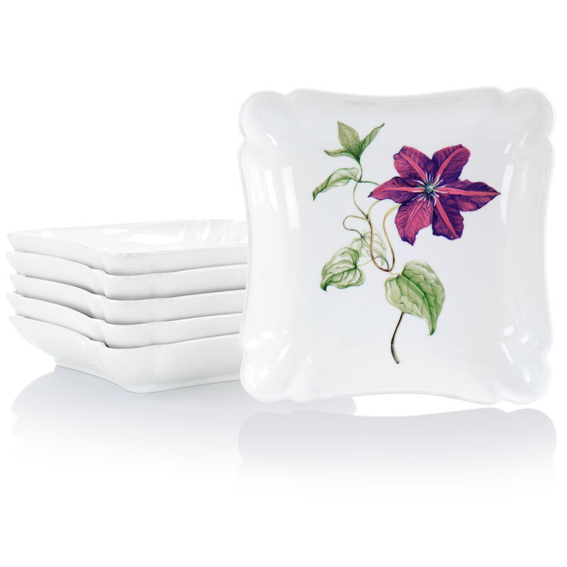Martha Stewart Botanical Garden 6 Piece 8.75 Inch Fine Ceramic Dish Set in White