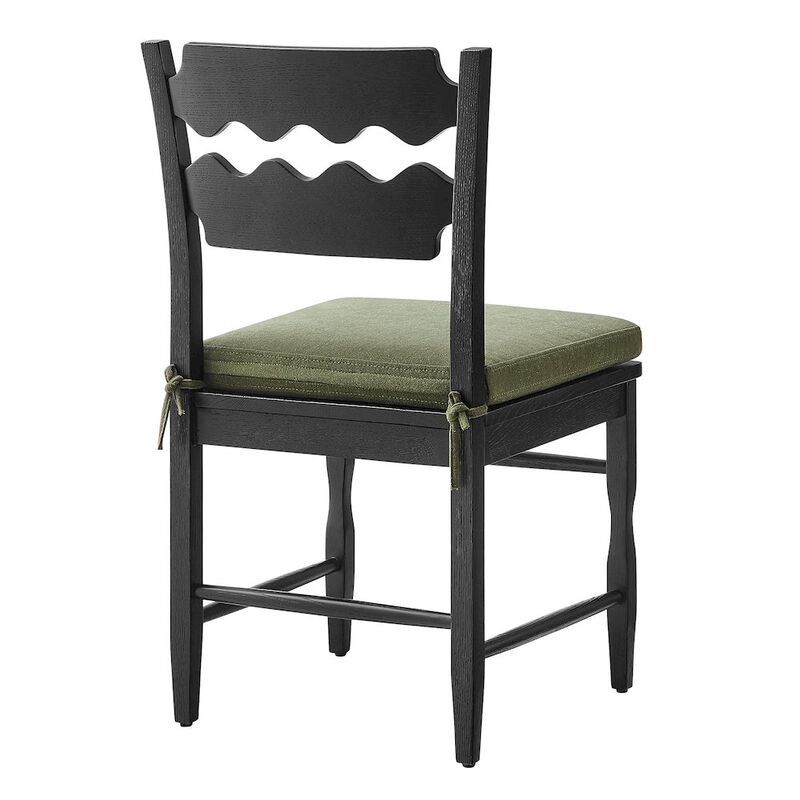Jax Oak Wood Dining Chair With Wavy Razor Back and Cushion image number 4