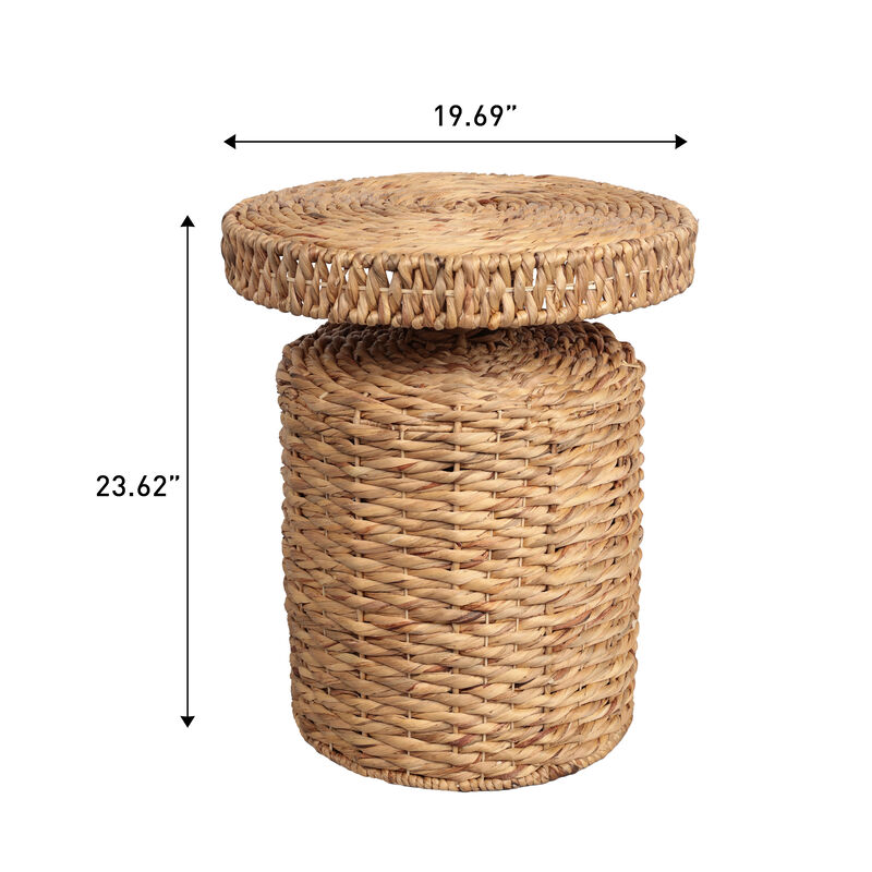 Marisol Coastal Bohemian Handwoven Water Hyacinth Round Accent Side Table image number 3