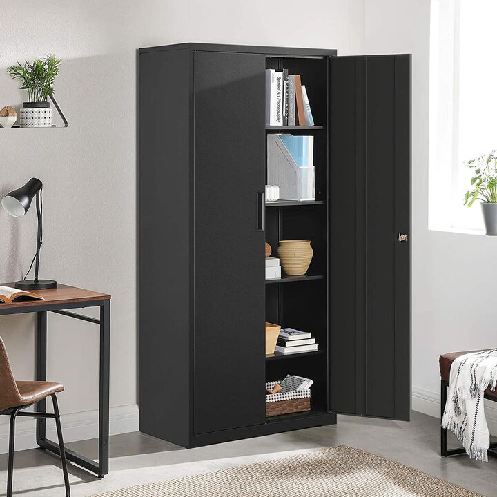 Hivvago Steel Storage Cabinet with Shelves Black