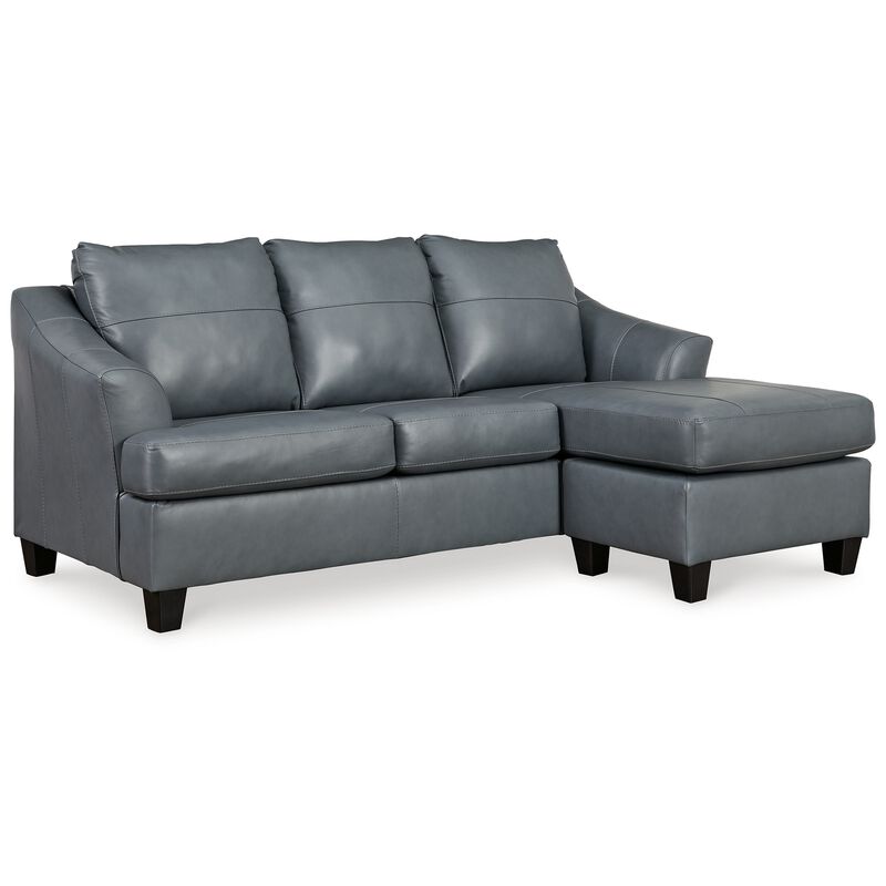 Geno Sofa Chaise Sectional, Modern Steel Gray Leather Match, 88 Inch - Benzara