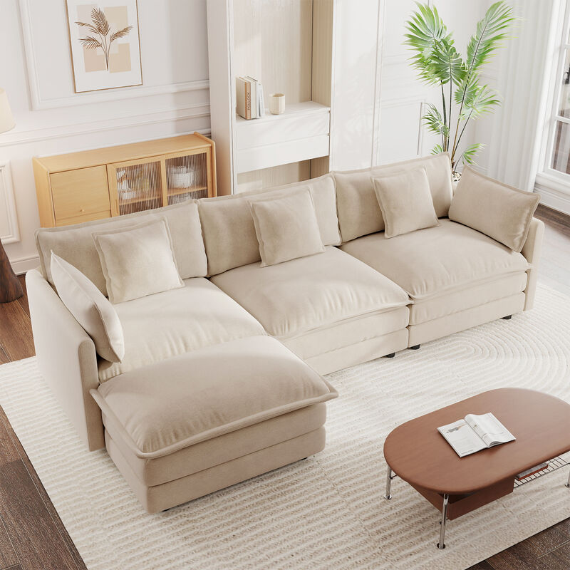 Plugke Chenille  L‑Shaped  Sectional Sofa image number 2