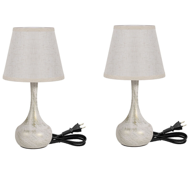 17.3 in. Table Lamp with Gray Linen Shade and Touch Control (Set of 2)