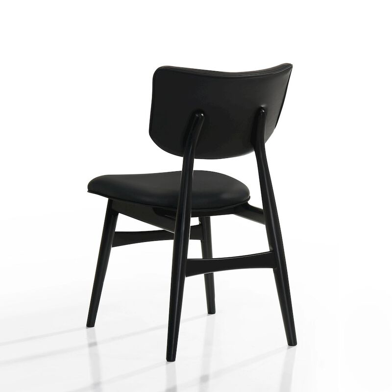 Omax Decor Joss Solid Wood Leather Dining Chairs in Black (Set of 2)