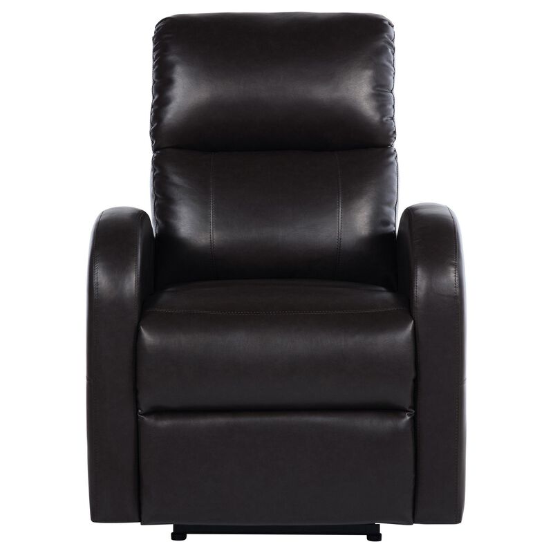 Nami Power Recliner Chair, Plush Cushioned Espresso Brown Faux Leather - Benzara