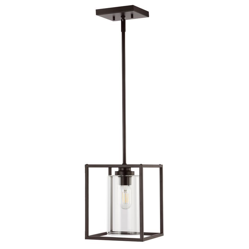 Quinn 1-Light Industrial Farmhouse Iron/Glass LED Pendant