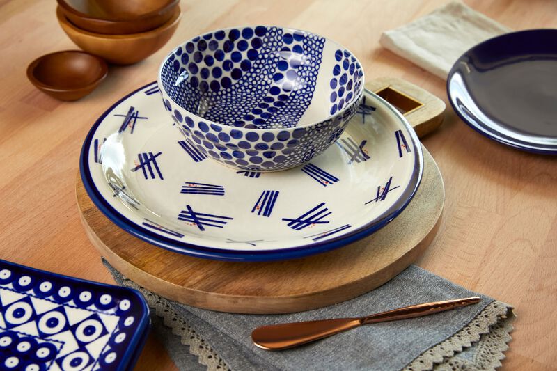 Blue Rose Polish Pottery Winter Nights Cereal/Soup Bowl