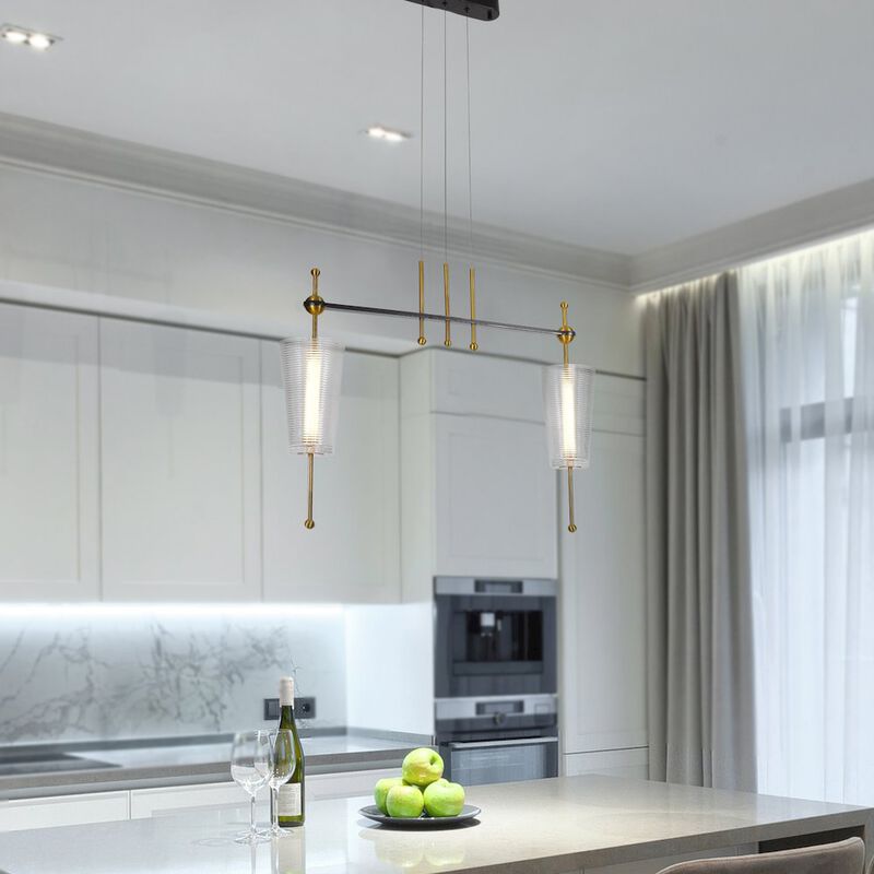 VONN Lighting Integrated LED Pendant Light Height Adjustable Linear Chandelier