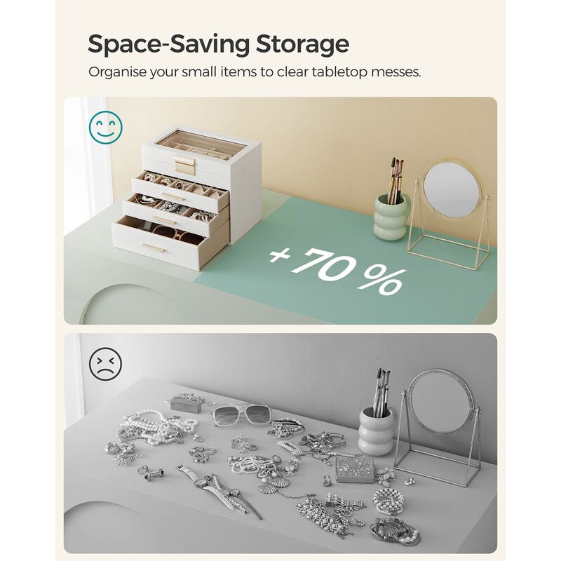 4-Layer Jewelry Box with Glass Lid and 3 Drawers - Modern Organizer for Sunglasses and Big Jewelry