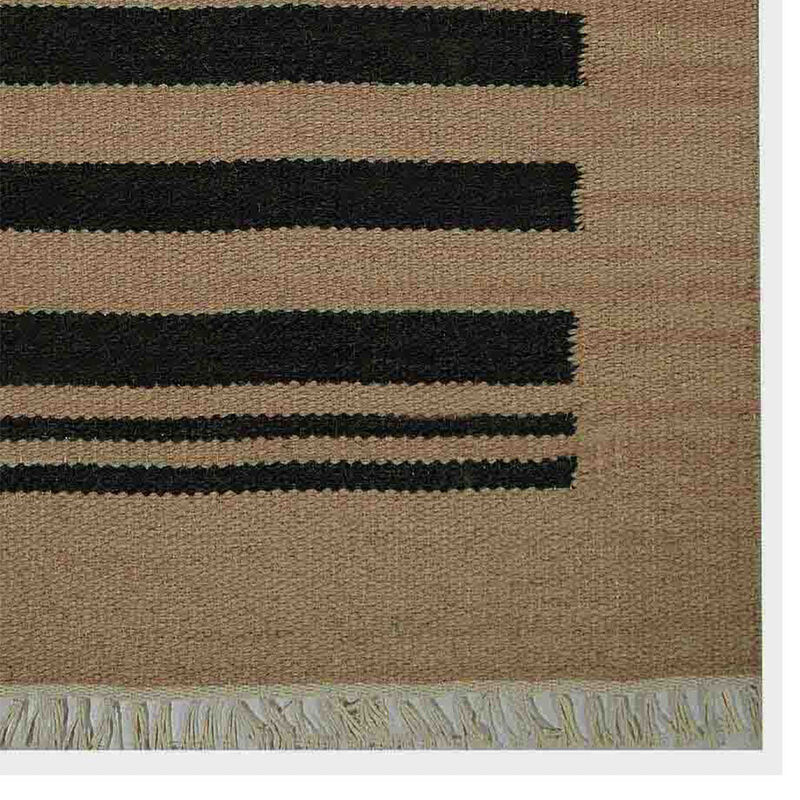 Rugsotic Carpets Hand Woven Flat Weave Kilim Wool 10'x13' Area Rug Cream Charcoal D00125