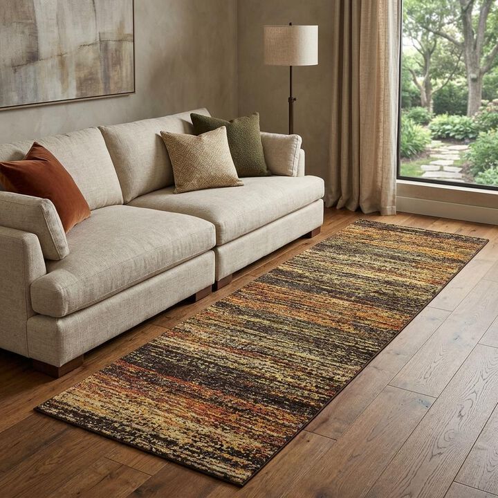 HomeRoots 12' Gold And Slate Abstract Runner Rug