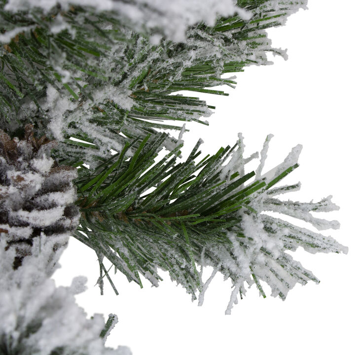 9' x 10" Flocked Angel Pine Artificial Christmas Garland with Pinecones  Unlit