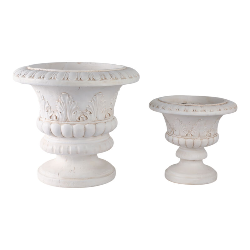 S/2 16/22" Traditional Urn Planters, Ivory image number 2
