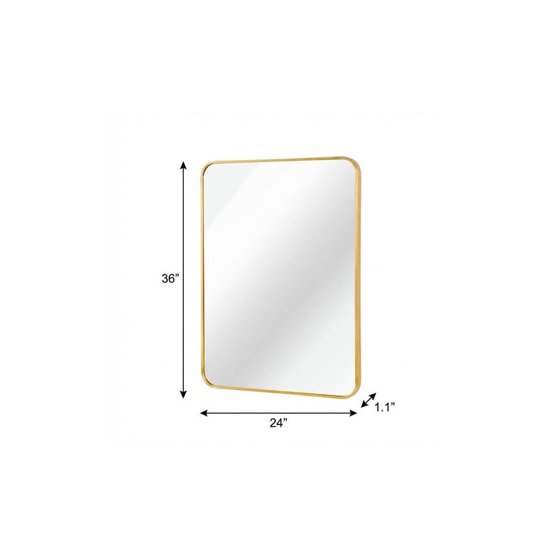 HomeRoots 36" Gold Aluminum Framed Accent Mirror image number 5