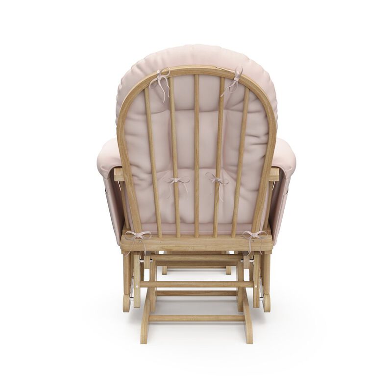 Storkcraft Hoop Glider and Ottoman - Natural with Pink