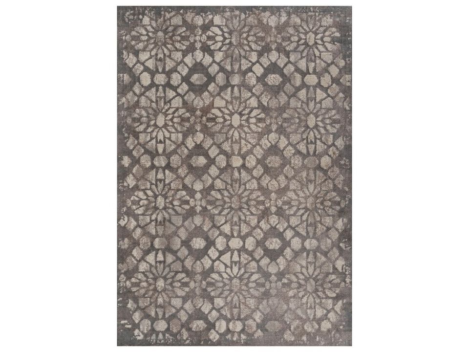 Roma Ornate Geometric Tile Gray 3 ft. x 5 ft. Area Rug
