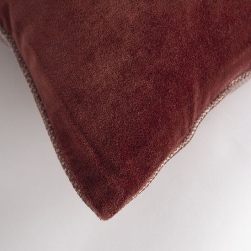 Homezia Rust Solid Reversible Cotton Velvet Throw Pillow image number 2