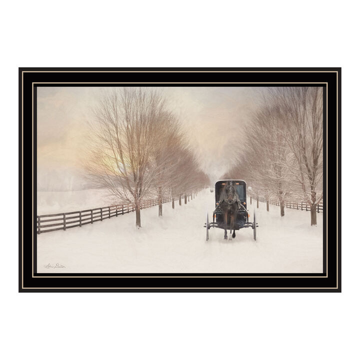 HomeRoots Snowy Amish Lane Black Framed Wall Art