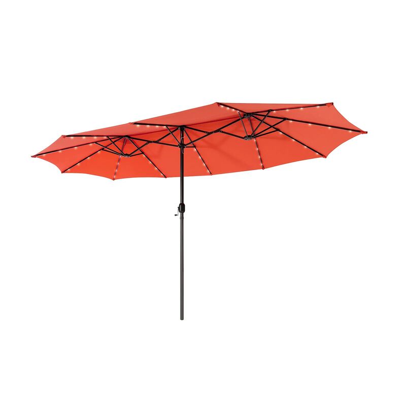 Mondawe 15 Feet Twin Patio Umbrella with 48 Solar LED Lights image number 0