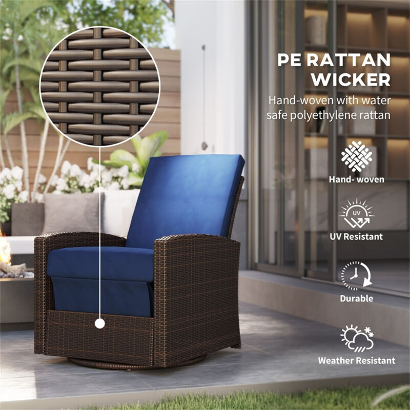 Outdoor Adjustable Reclining Chair with 360-degree Swiveling Base and Ergonomic Support image number 3