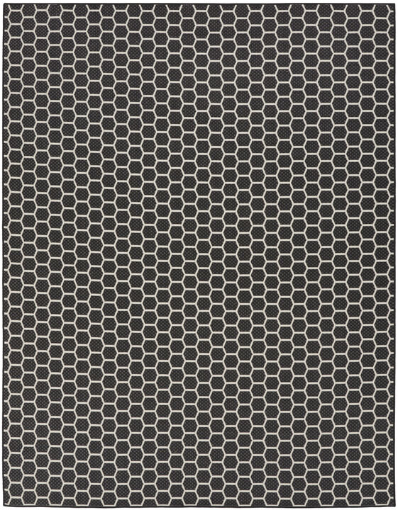 HomeRoots 9' X 12' Black And Ivory Geometric Indoor Outdoor Area Rug