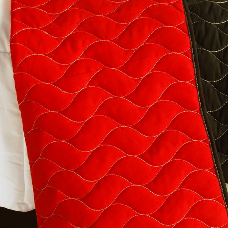 3 Piece Queen Size Patchwork Quilt Set with Vermicelli Quilted Design-Black image number 3