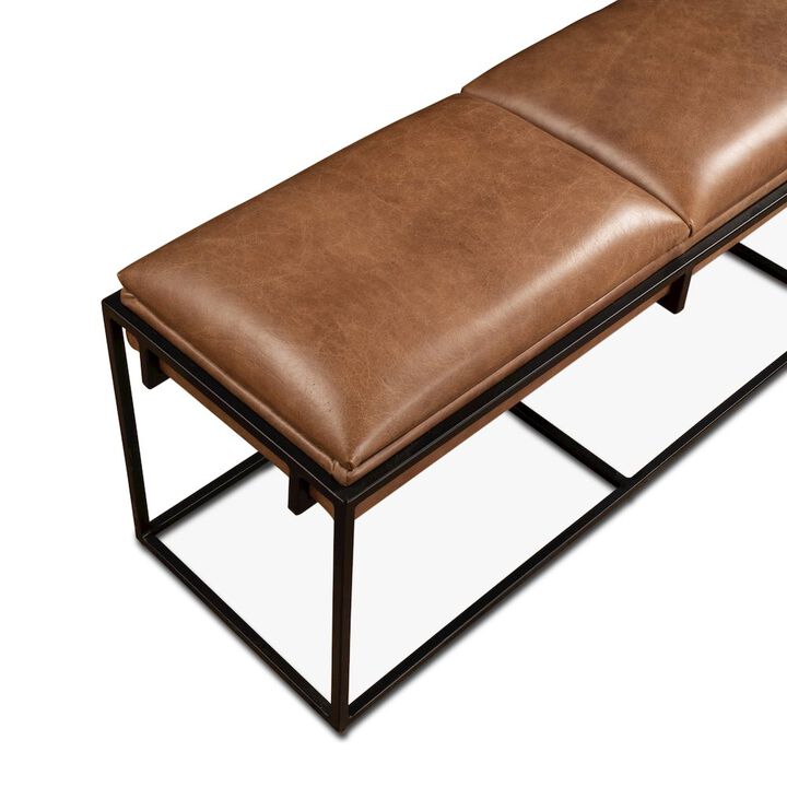 World Interiors Melbourne 62 Bench in Cognac Leather