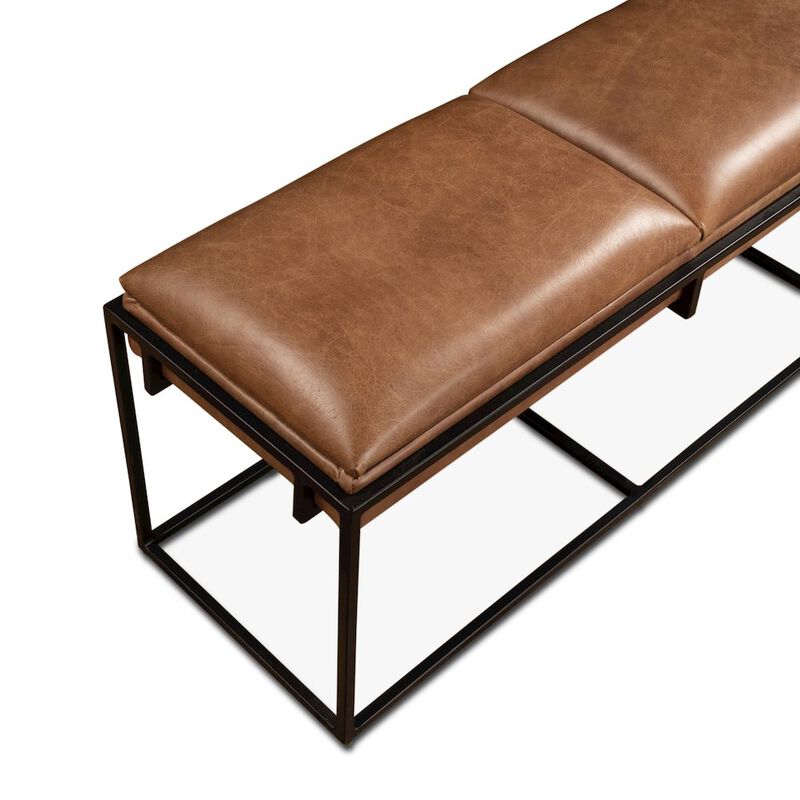 World Interiors Melbourne 62 Bench in Cognac Leather