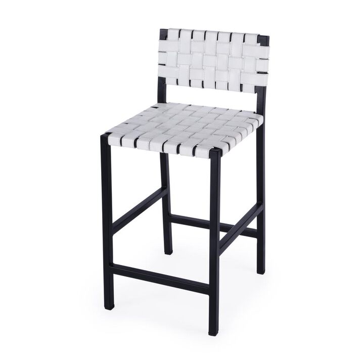 Butler Specialty Bromley Iron and Leather 24.5 Counter Stool, White