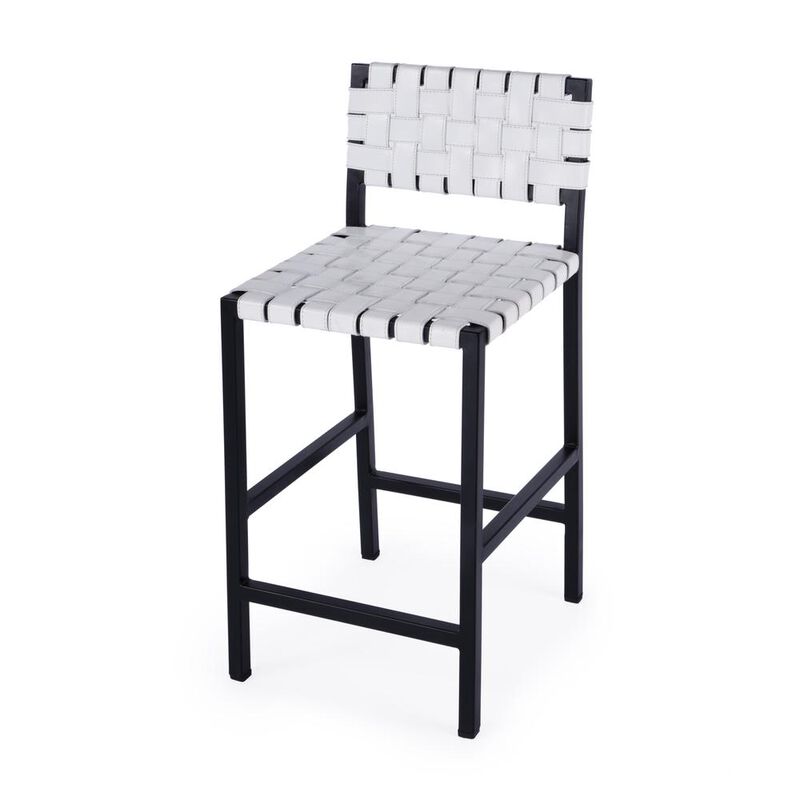 Butler Specialty Bromley Iron and Leather 24.5 Counter Stool, White