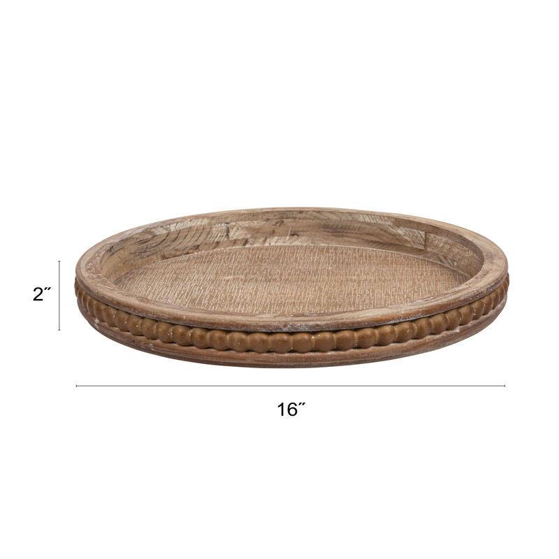 Round Decorative Wood Tray, Whitewashed image number 2