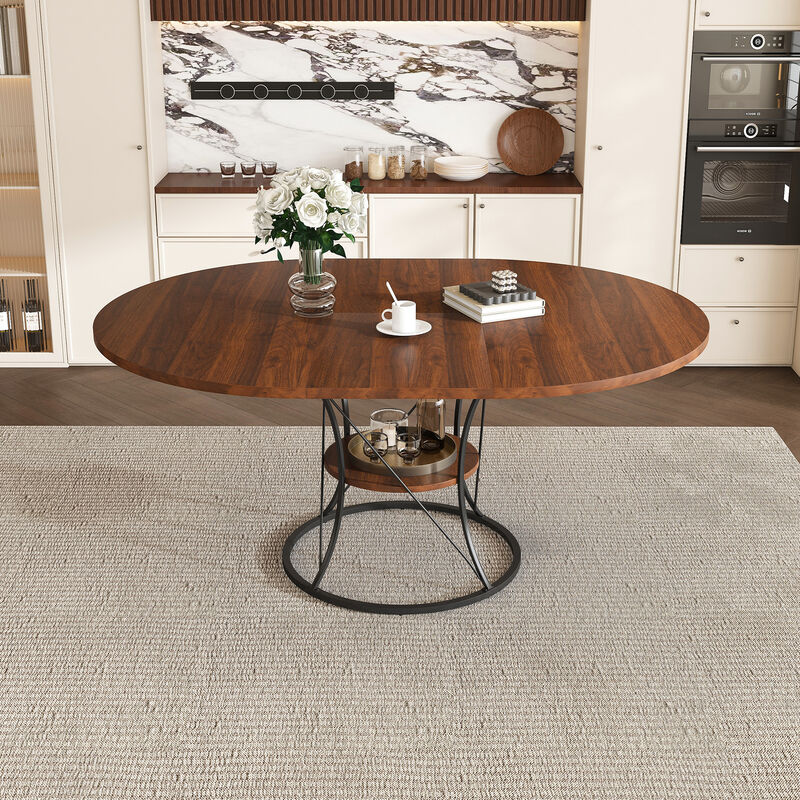 Lefbod Industrial Expandable Round Dining Table image number 2