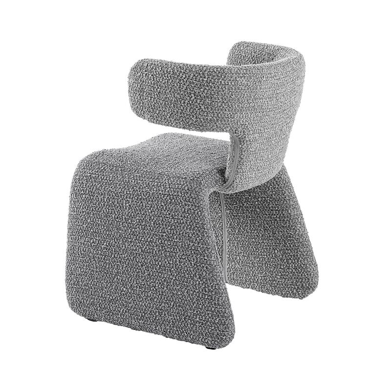Cid Fiu 22 Inch Dining Chair, Curved Wingback, Gray Textured Polyester - Benzara