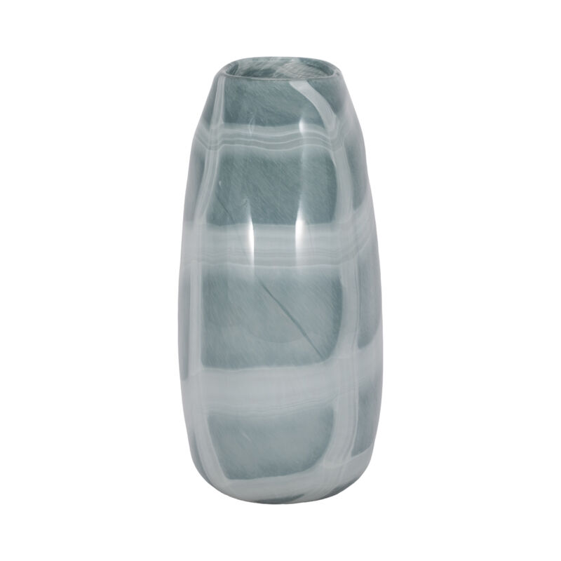 12" Slim Swirled Vase, Blue/white image number 3